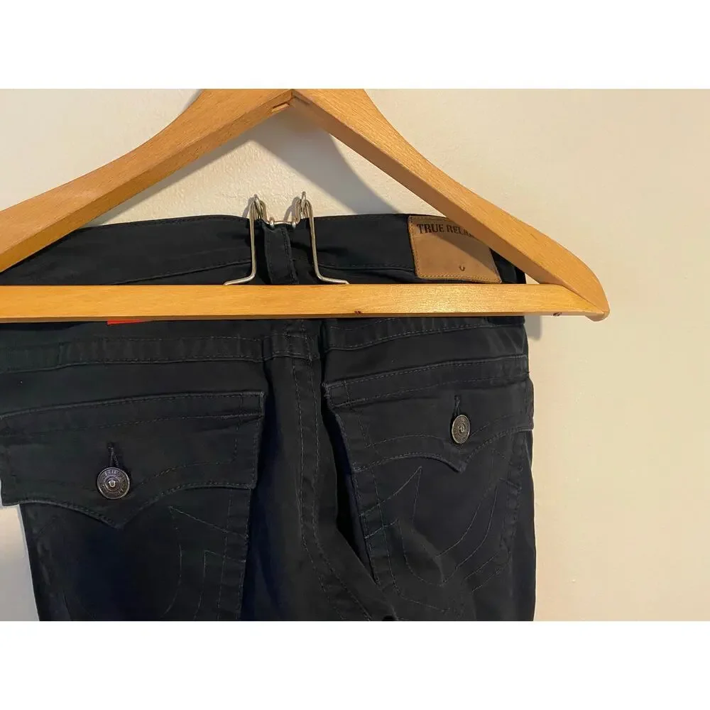 EUC True Religion mens relaxed slim fit geno jeans size 28 black-31x33